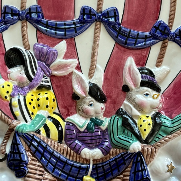 Fitz & Floyd Ballooning Bunnies Serving Tray - Picture 3 of 10
